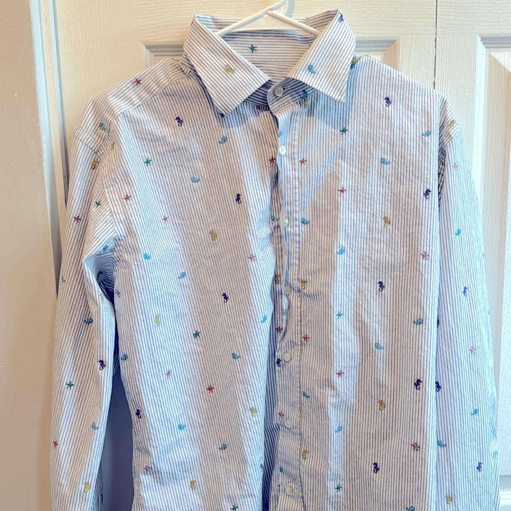 Etro 42 Long Sleeve Button up with under the sea creatures